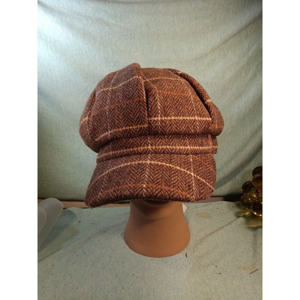 Brown Plaid Newsboy Cap Flat Cap Hat